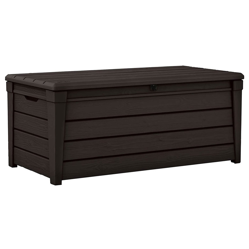 Brown Fade-Resistant Lockable Resin Deck Box with 120 Gallon Capacity