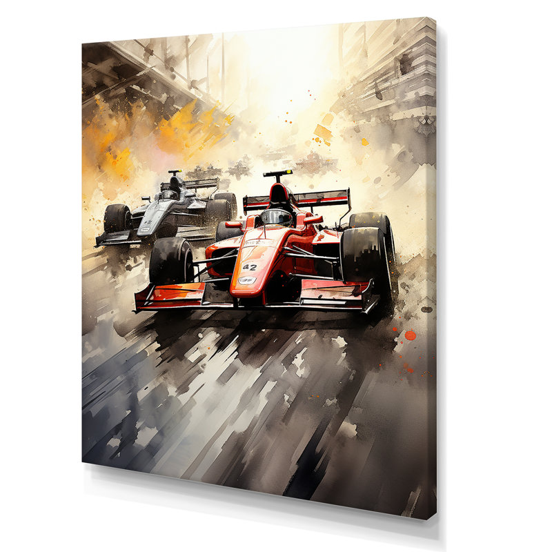Formule 1 Speed Car Speedway Fury 4 - Art de course sur rails, Toile tendue, H 44 po x l 34 po x P 1,5 po