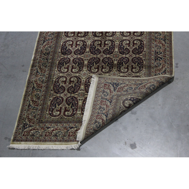 Tapis ivoire / brun en laine noué à la main 6 pi x 9 pi Atalanta
