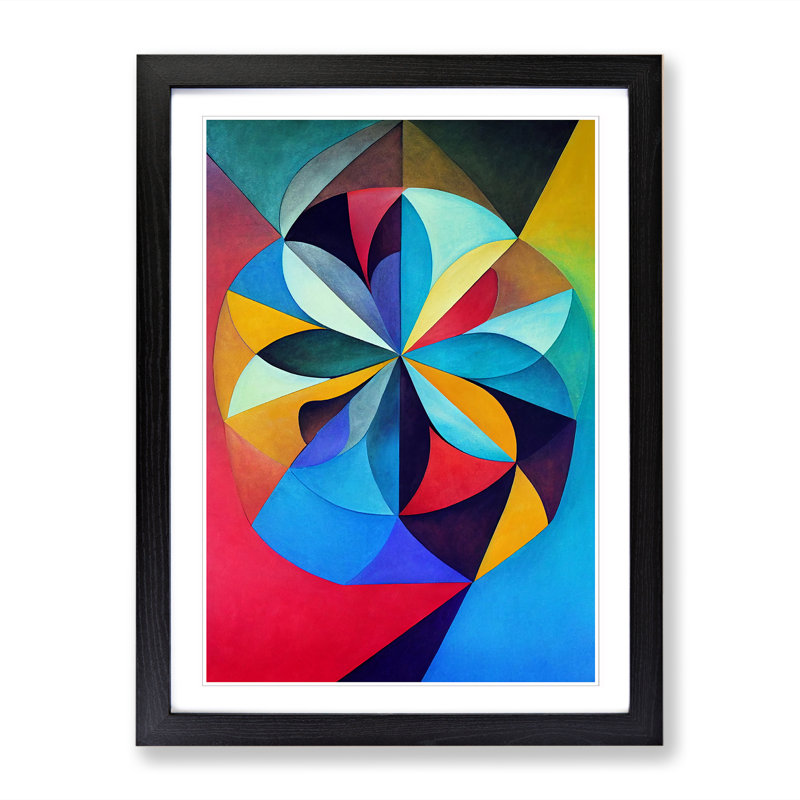 FRM-V0523-820X Floral Mandala Style Vol.1 - Single Picture Frame Print, 64cm H x 46cm W x 2cm D, Black Framed