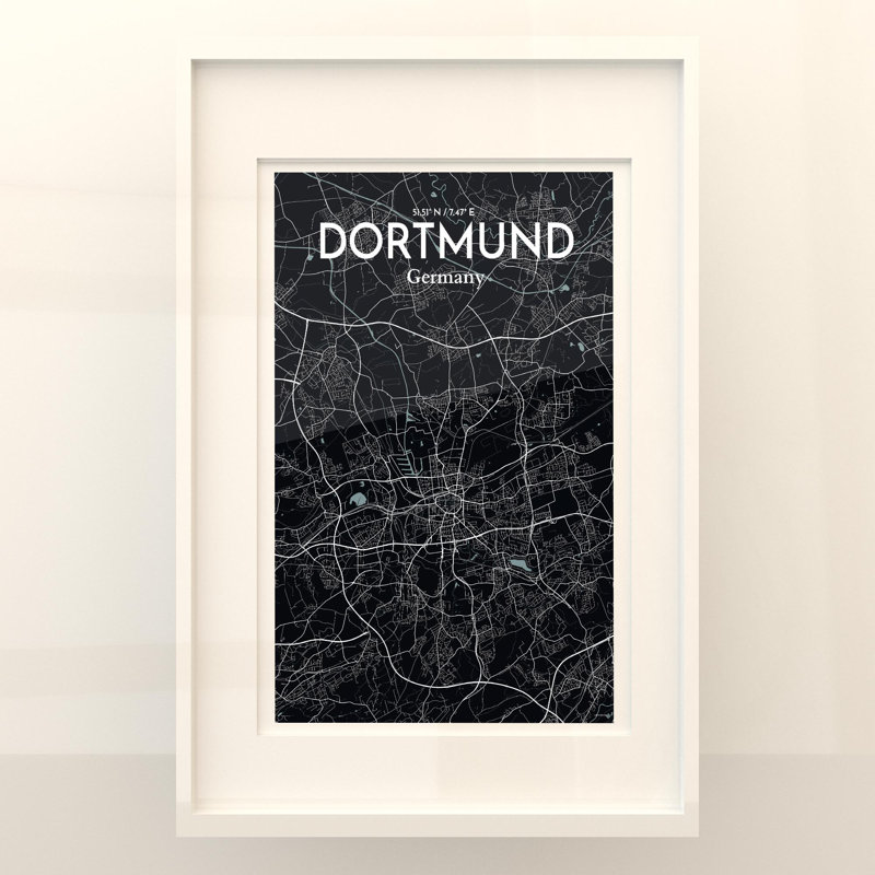 Dortmund City Map In Midnight - No Frame Print, 36cm H x 24cm W x 0.05cm D