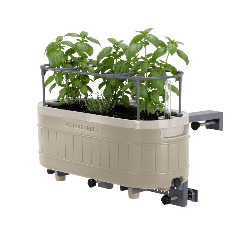 Permasteel Mini Planter W/Bracket, Taupe, Gray/Beige