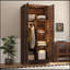 Armoire garde-robe en bois tendance à 2 portes avec DEL et 4 tablettes de rangement-1101998953