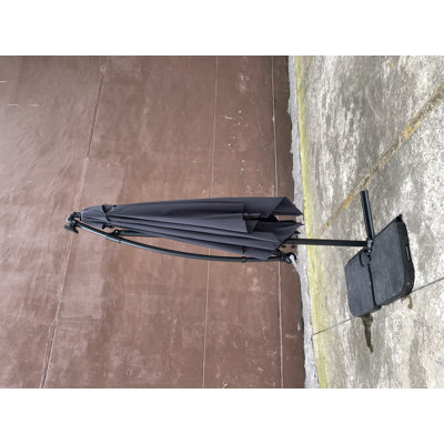 2.5X2.5M Square Solar Powered LED Outdoor Patio Umbrella With Waterproof Sun Shade, 8 Ribs, Crank, And Cross Base For Garden, Deck, And Poolside | Gift Idea