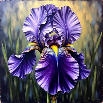 Hyperrealistic Purple Iris Close-up Canvas