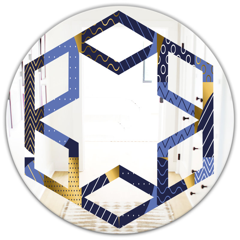Miroir de salle de bain moderne et contemporain hexagone Star Luxury Waves IV, 31,5 po x 31,5 po