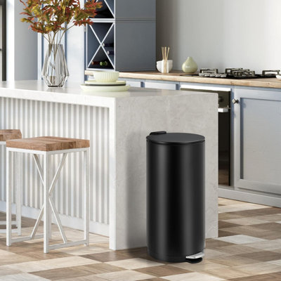 Poubelle ronde 30L / 8 gallons, poubelle moderne avec couvercle à fermeture douce et pédale, blanc