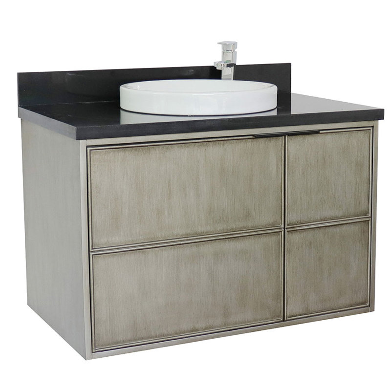 37'' Single Bathroom Vanity with Granite Top, Black Galaxy