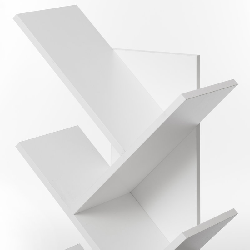 Bibliothèque en bois Korou, Blanc, (9 tablettes) H 55 po x l 19,5 po x P 9,25 po