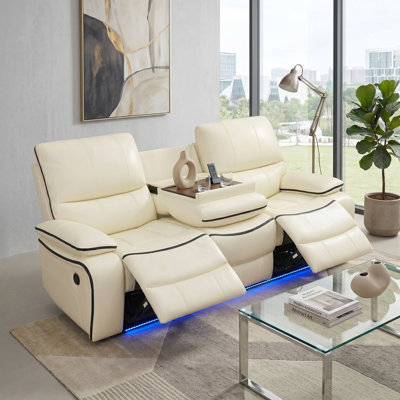 Canapé inclinable en cuir vegan blanc Misty