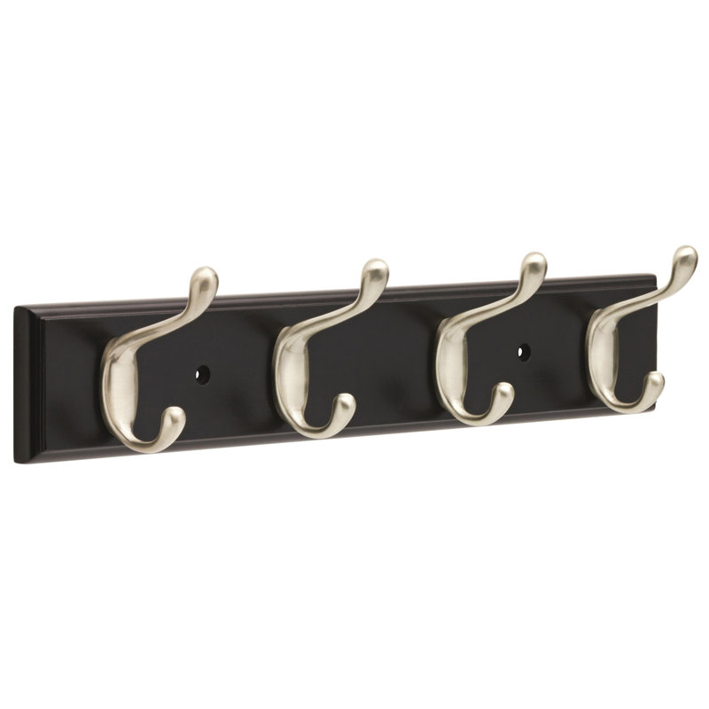Wall 4 - Hook Wall Mounted Coat Rack, Black