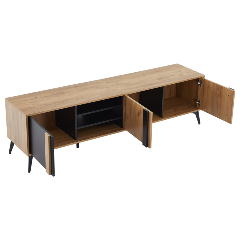 Mid-Century Modern TV Stand With Cabinets, TV Unit For Tvs Up To 80 Inches, Brown