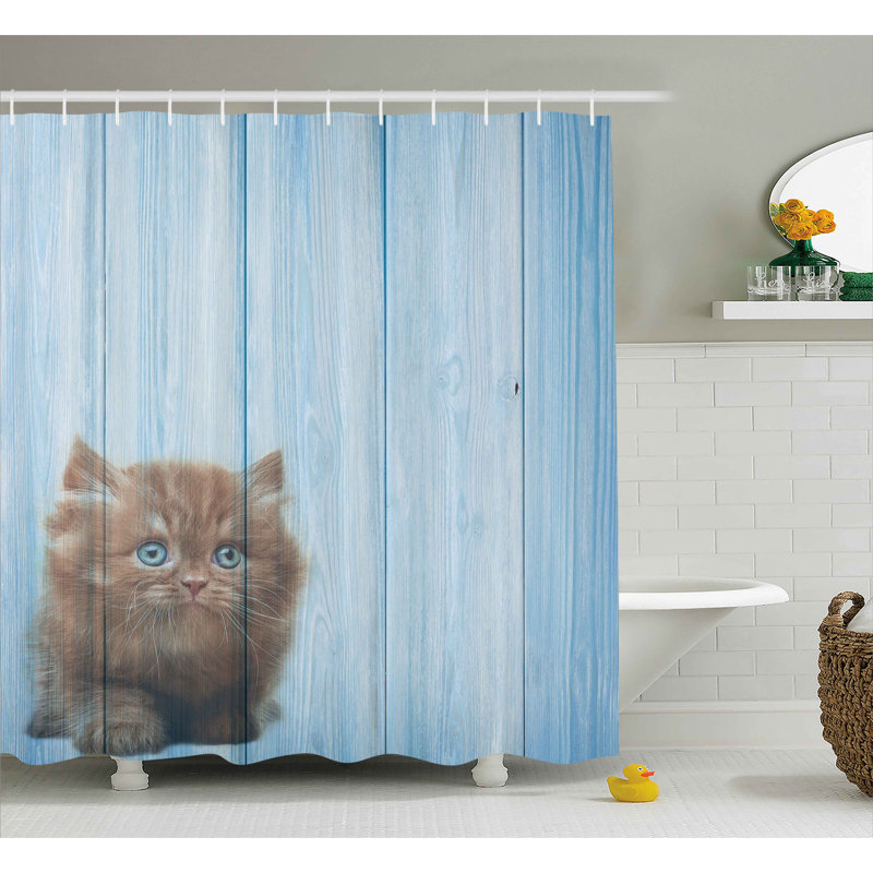 Rideau de douche simple rustique jolie kitty à animaux vif, l 69 po x L 70 po