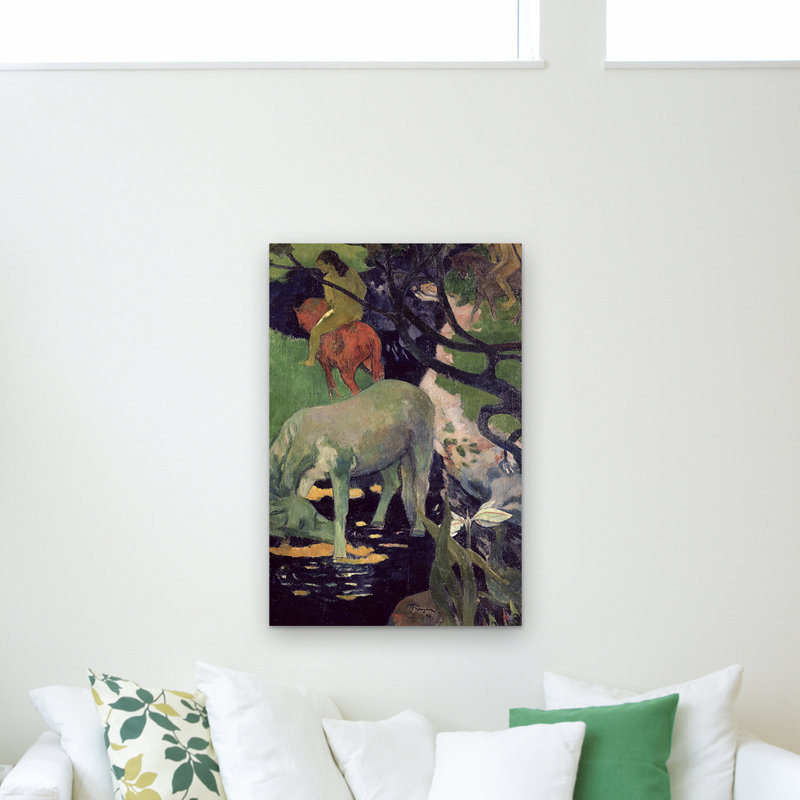"the white cheval, 1898" par paul gauguin, reproduction d’art sur toile tendue, H 47 po x l 30 po x P 2 po