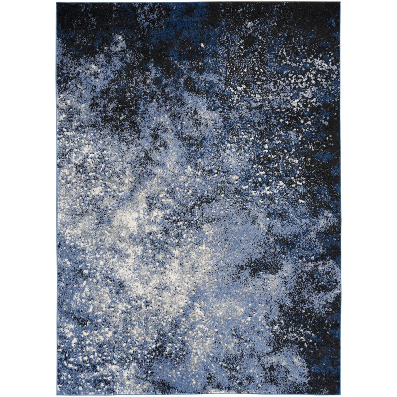 Tapis abstrait bleu foncé North Moore Passion, Rectangle 5 pi 3 po x 7 pi 3 po