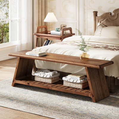 Solid Wood Storage Bench