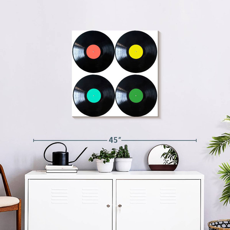 Colorful Vinyl Discs, 24" H x 24" W