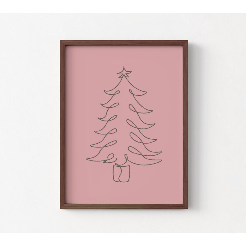 Dessin au trait, décoration de Noël, arbre de Noël simple, dessin abstrait minimaliste, affiche festive moderne au-dessus du lit