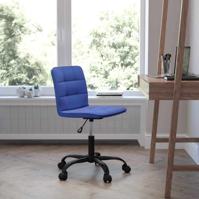 Home and Office Armless Task Office Chair with Tufted Back/Seat, Blue