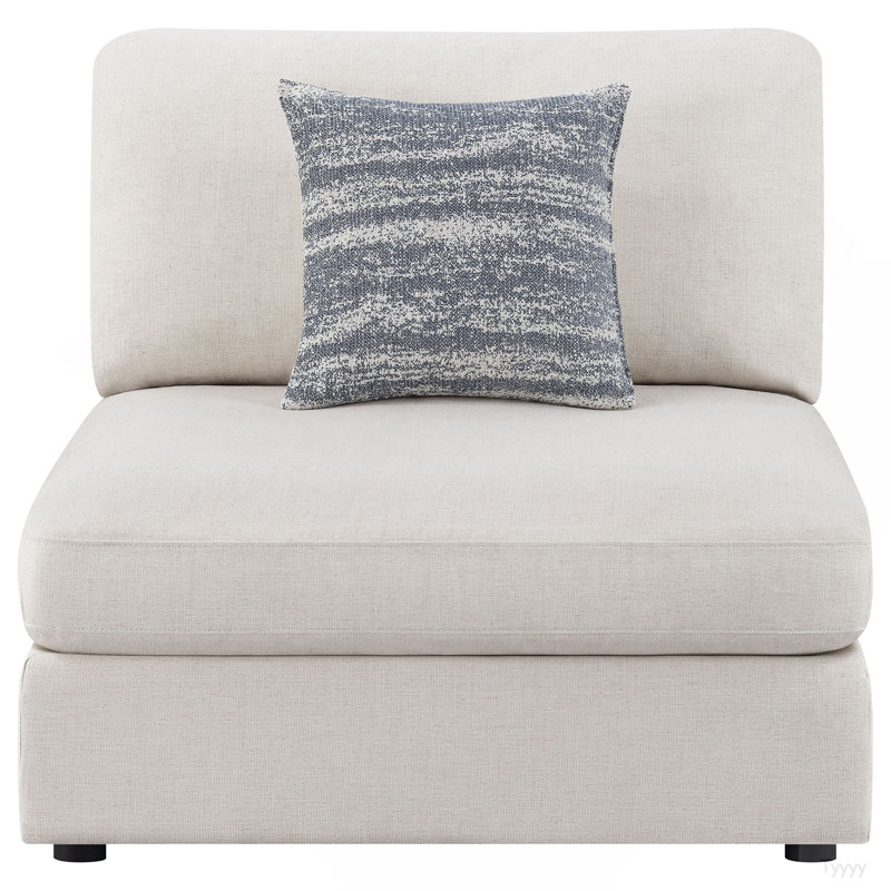 Chaise rembourrée sans accoudoirs Duncan avec coussins amovibles beige, Beige