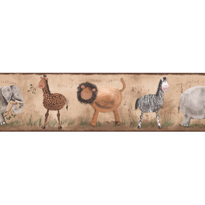Bordure murale lion girafe éléphant zèbre