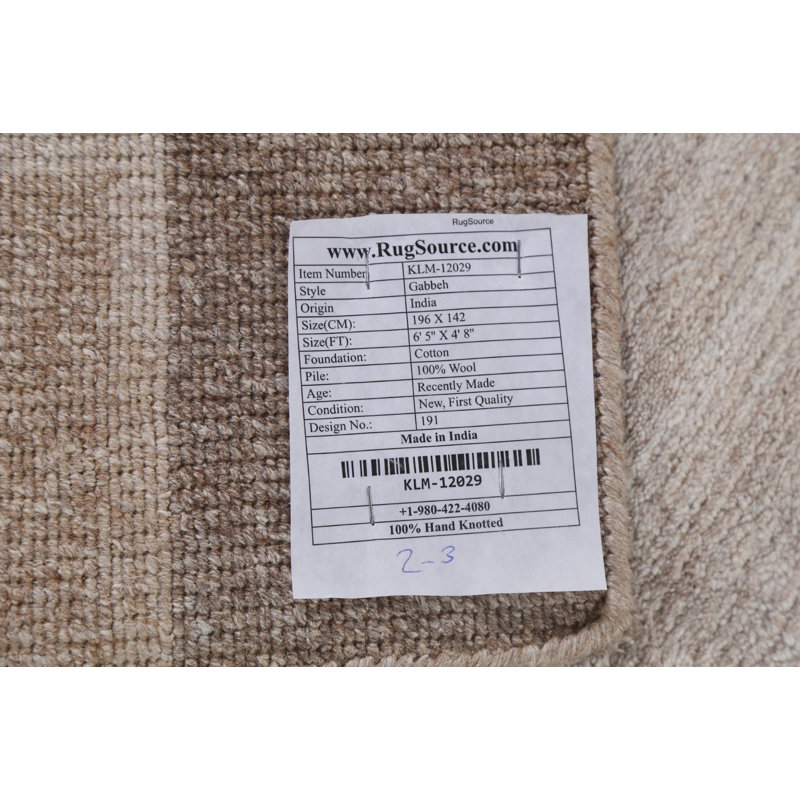 One-of-a-Kind 4'8" X 6'5" New Age Wool Area Rug in Grey