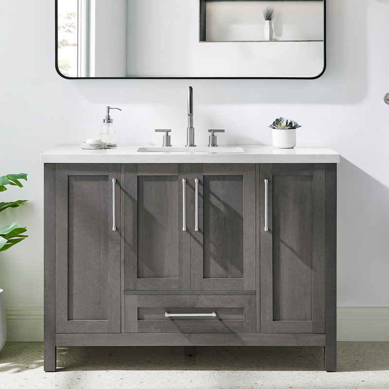 Catrine 48'' Single Bathroom Vanity with Engineered Stone Top