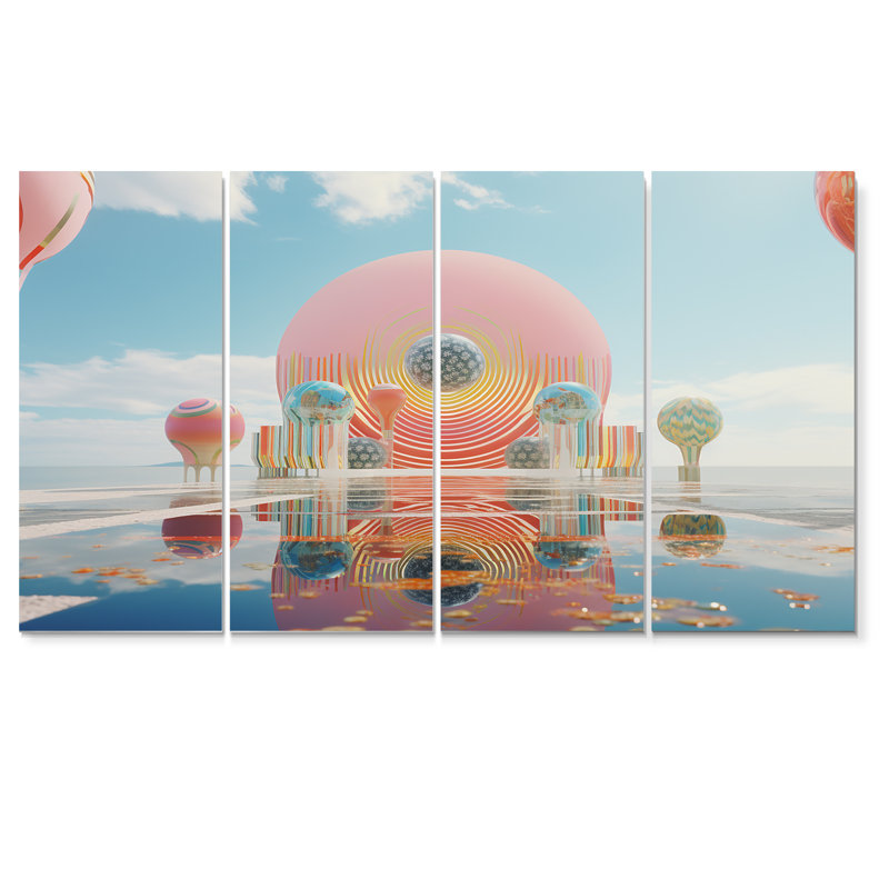 Culberhouse - Ensemble de décoration murale paysage abstrait 4 pièces, H 28 po x l 48 po
