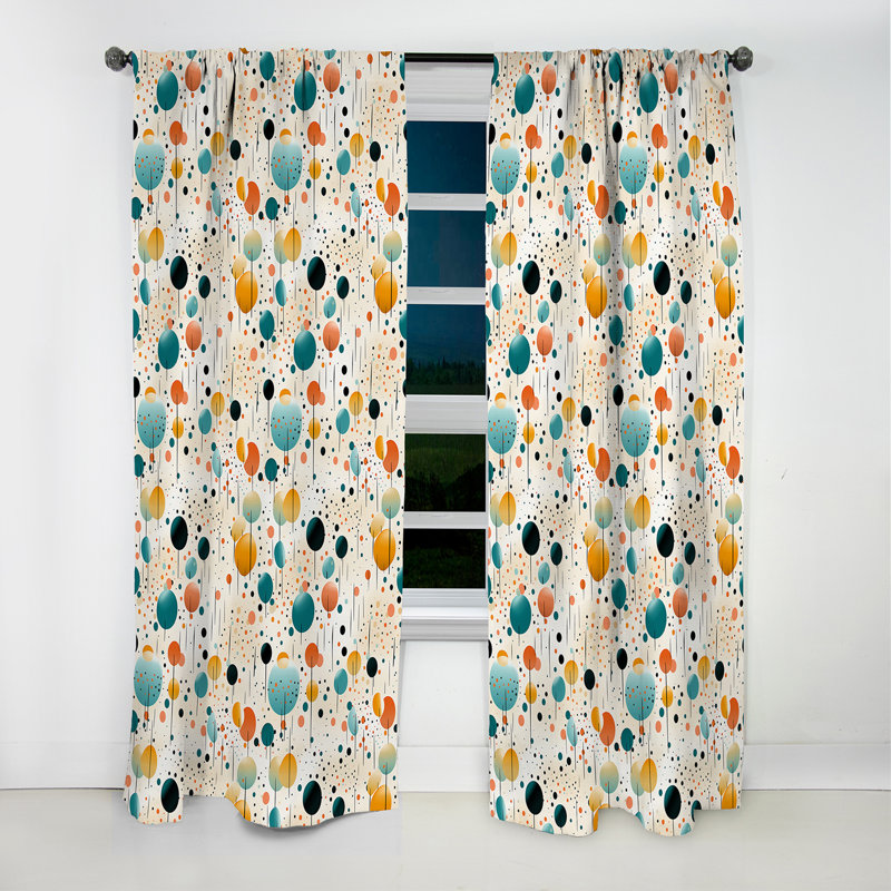 Motif à pois Bohème Vibes I - Rideau abstrait - Rideau occultant - 1 panneaux, L 52 po x L 84 po