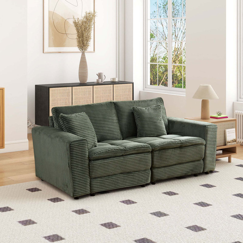 2 sièges (2 coussins offerts), canapé avec assise et dossier amovibles, canapé en velours côtelé pour le salon