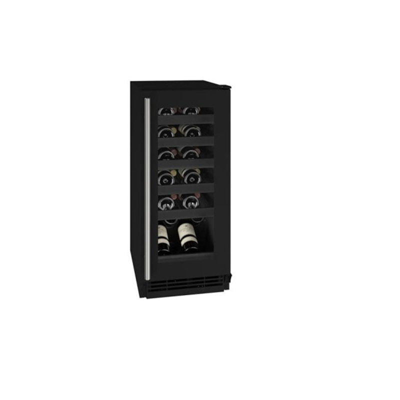 U-Line Single Zone 23.25'' 24 Bottle Wine Refrigerator with Reversible Door, Black