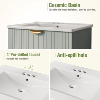 48" Modern Style Wall-Mounted Bathroom Vanity Combo with Double Vanities (separate), Double Ceramic Sinks, 4 Drawers, White - Ideal for Small Bathrooms