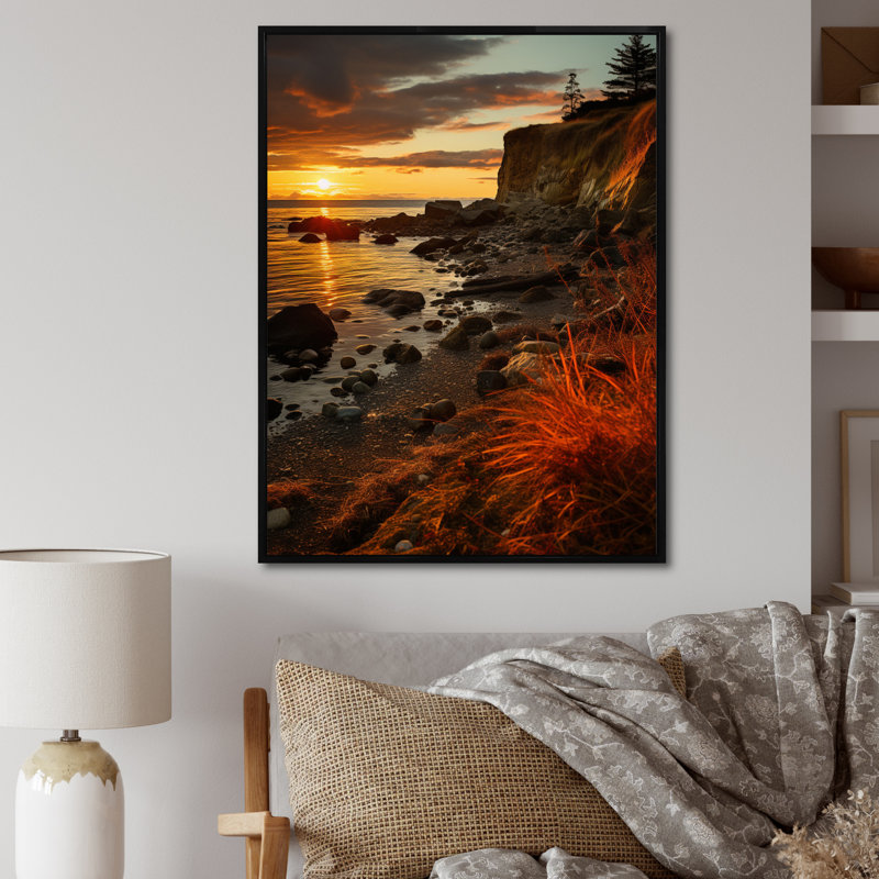Norson Vibrant Costal Clift sur toile, H 20 po x l 12 po x P 1 po, Cadre flottant noir