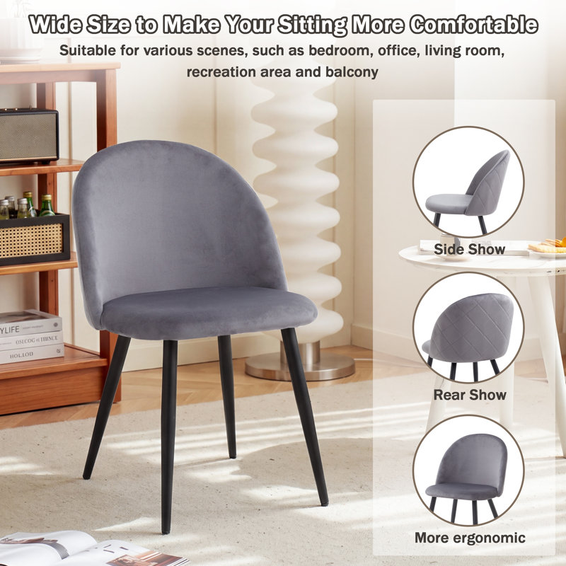 Adebola 43cm H Upholstered Metal Side Chair, Grey, 4