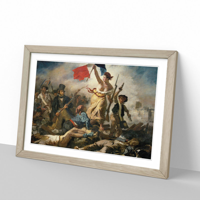 Liberty Leading the People by Eugene Delacroix - Framed Print, 36cm H x 48cm W x 2cm D, Oak Framed