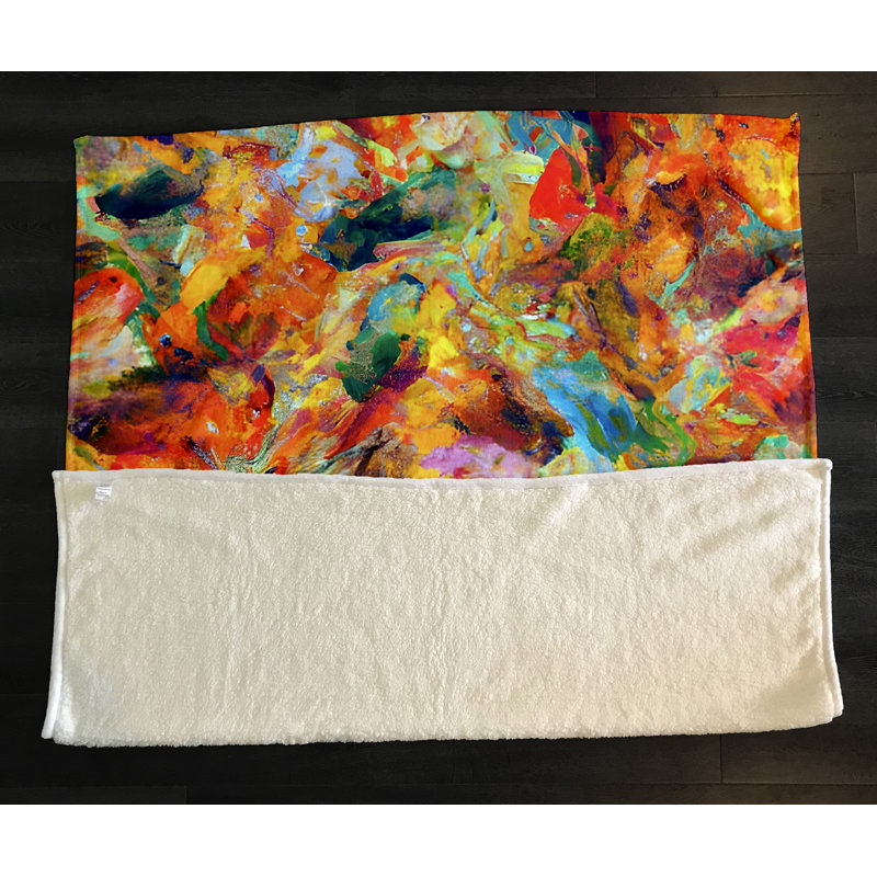 Throw Blanket, 51" W x 60" L, Marble/Abstract, Orange/Green/Red