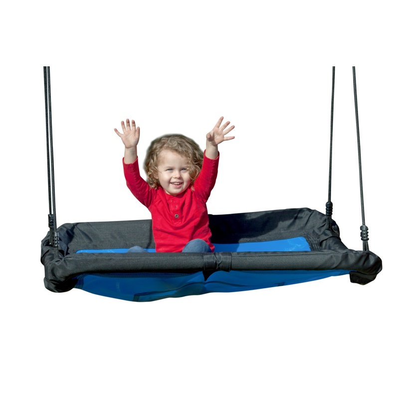 Blue and Black Heavy-Duty Rectangular Platform Swing with Steel Frame