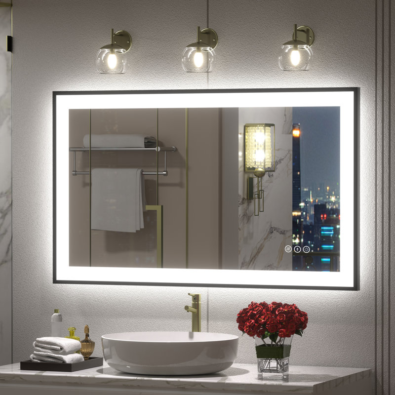 Aevar UL Certified Front & Back LED Anti-Fog Tempered Glass Framed Bathroom/Vanity Mirror with 3-Year Warranty, 40" x 24"