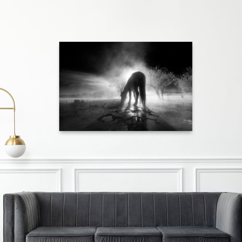 Reproduction d'art mural paysage éthéré cheval brumeux Dramatic Dreamy, H 40 po x l 60 po