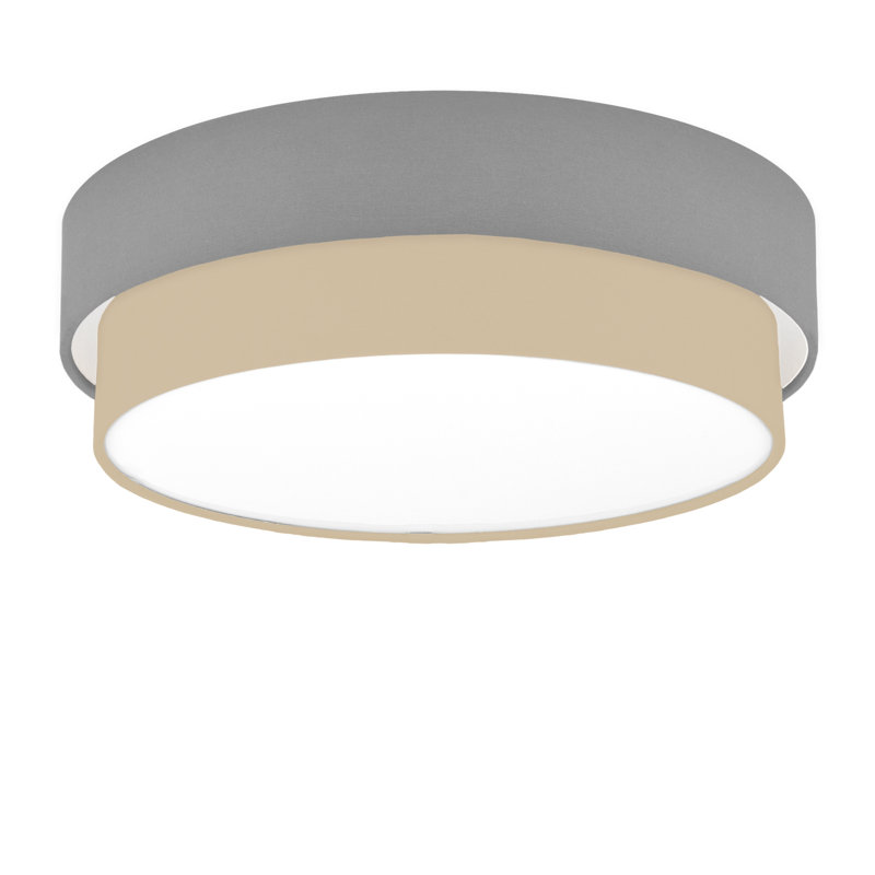 Elanaz Fabric Flush Mount, Grey, Latte Brown