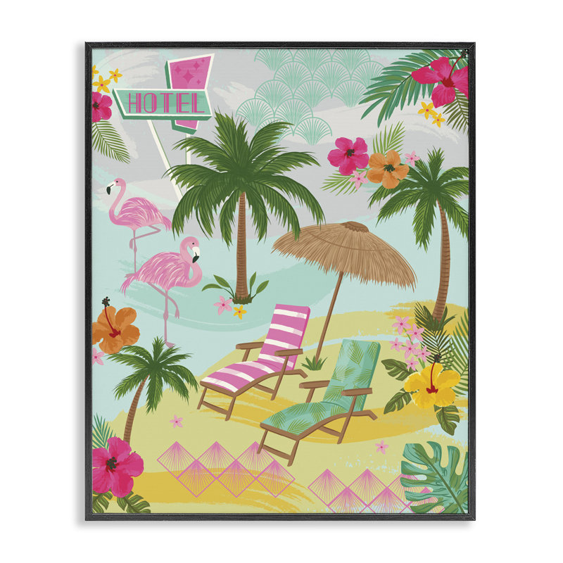  «Tropical Palms Resort», estampe numérique par Lisa Perry White, Giclée encadrée noir minuit, H 20 po x l 16 po