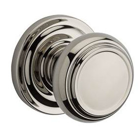 Traditional Single Dummy Door Knob with Traditional Round Rose, Polished Nickel