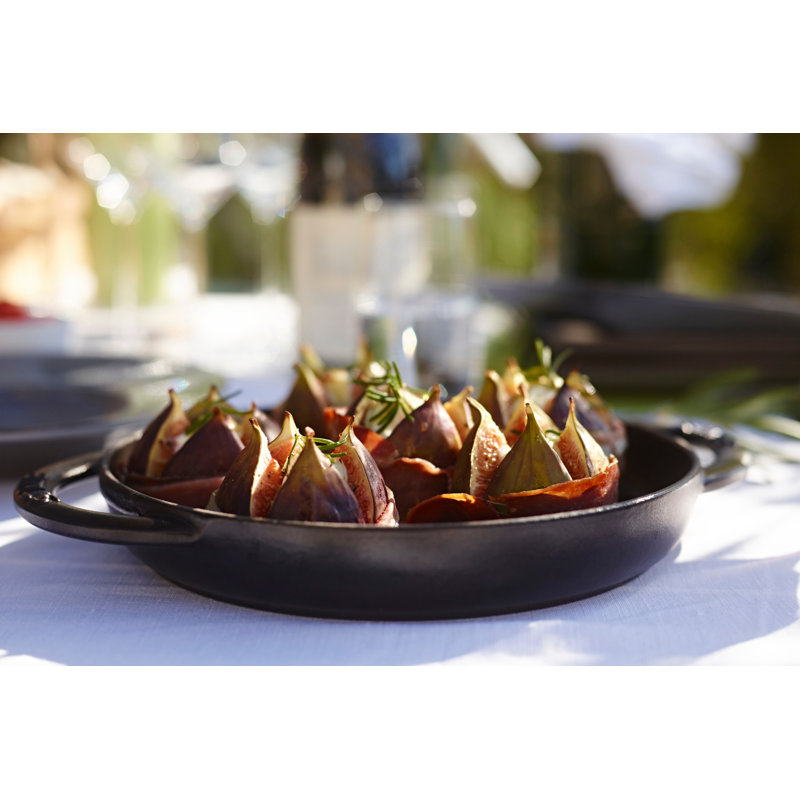 Staub 10.24 in. Cast Iron Round Grill Pan, Black Matte