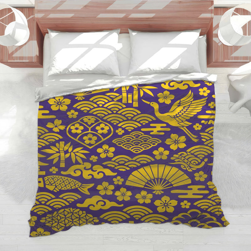 Japanese Crane Pattern Comforter, Twin Extra Long