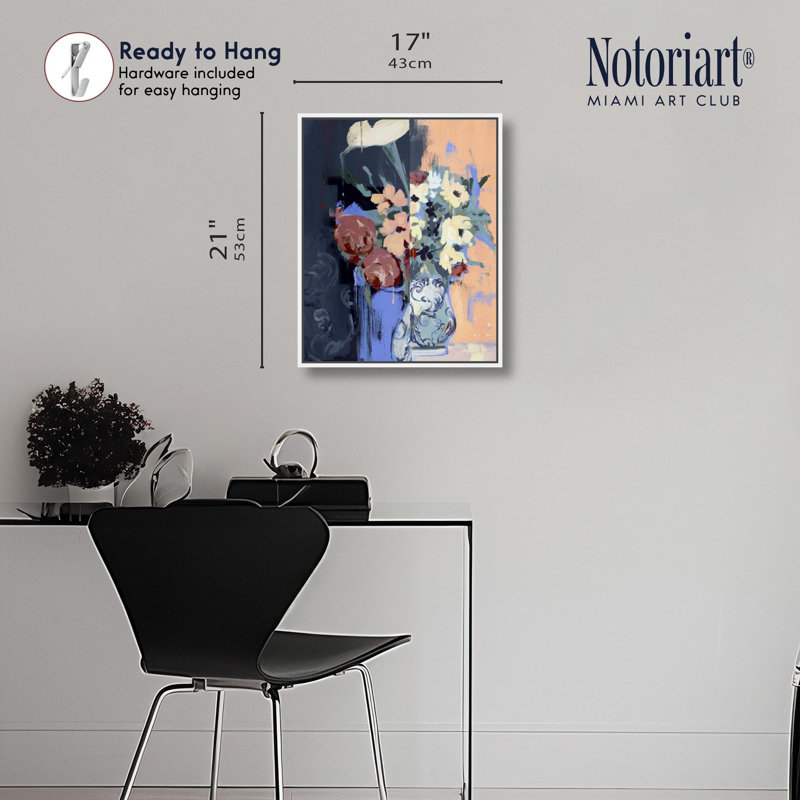 «Fading Arrangement Floral Decor», impression sur toile par Notoriart, H 16 po x l 20 po, Cadre blanc