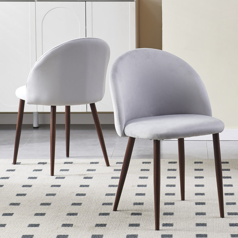 Set Of 4 Velvet Soft Upholstered Dining Chairs With Wood Grain Metal Legs For Kitchen, Living Room, Bedroom, Dining Area
