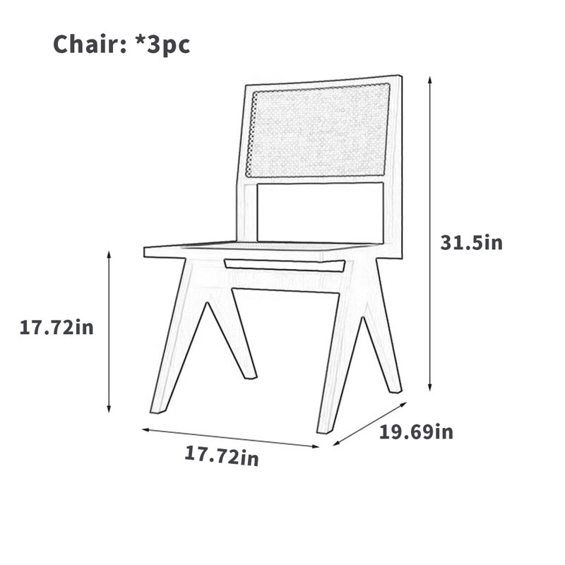 Solid wood rattan dining chair home simple