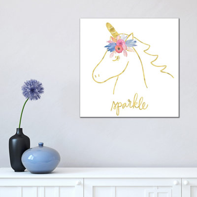 Golden Unicorn III Sparkle 1 Piece Wrapped Canvas Wall Art
