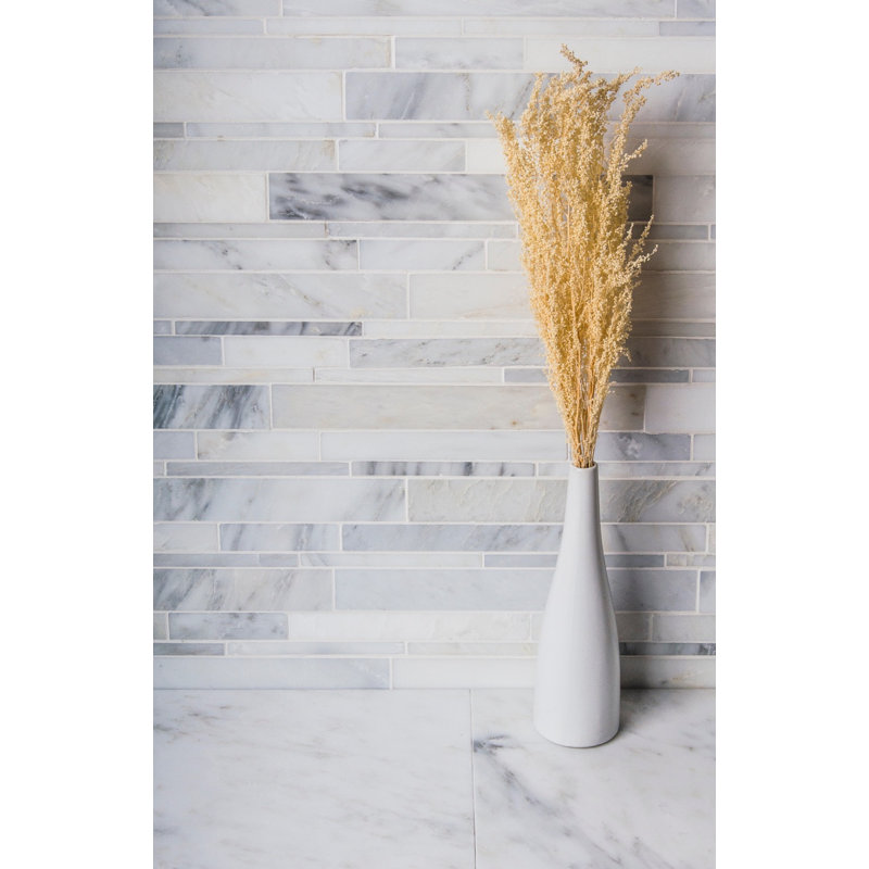 12" x 12" Marble Linear Mosaic Wall & Floor Tile, Gray/Cream