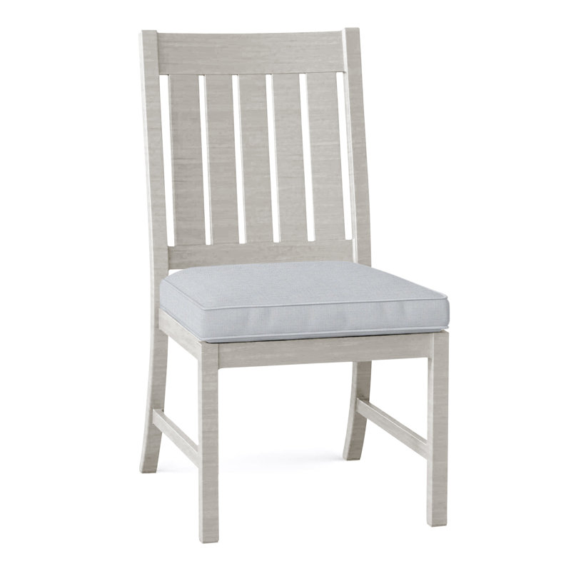Club Patio Dining Side Chair with Cushions, Welt, Oyster, Linen Chambray